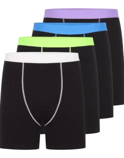 Outlet Bigdude 4 Pack Contrast Boxer Shorts Black Underwear