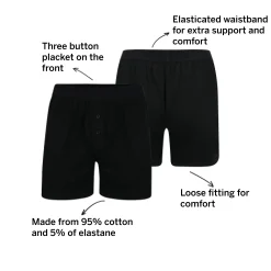 Discount Bigdude 3 Pack Loose Boxer Shorts Black Underwear
