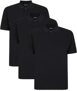 Hot Bigdude 3 Pack Plain Polo Shirts Black Polo Shirts