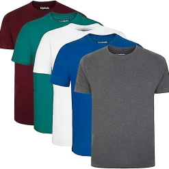 Discount Bigdude 5 Pack Plain T-Shirts Multi Tall T-shirts