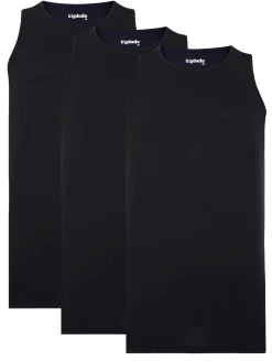 Clearance Bigdude 3 Pack Plain Vests Black Tank Tops