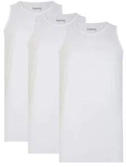Hot Bigdude 3 Pack Plain Vests White Tank Tops