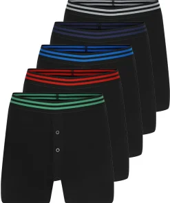 New Bigdude 5 Pack Relaxed Fit Boxer Shorts Black Underwear