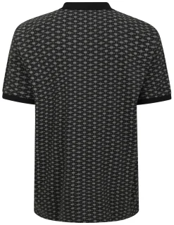 New Bigdude AOP Geometric Zipped Polo Charcoal Tall Polo Shirts