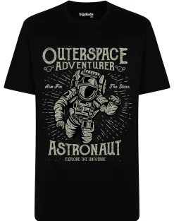 New Bigdude Astronaut Print T-Shirt Black T-shirts