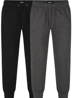 Online Bigdude Basic Cuffed Joggers Twin Pack Black/Charcoal Sweatpants