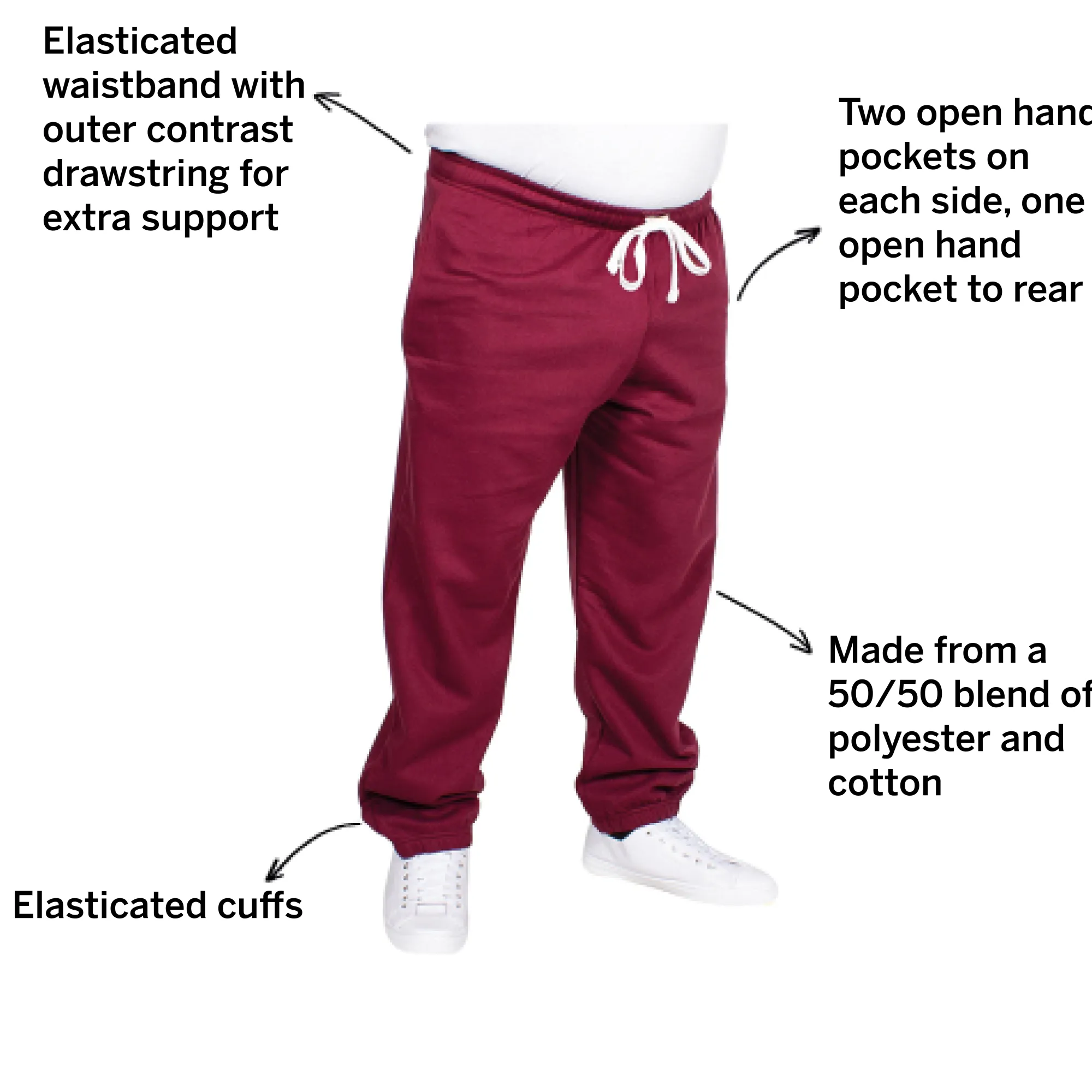 Clearance Bigdude Basic Joggers Burgundy Sweatpants