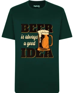 Outlet Bigdude Beer Print T-Shirt Green T-shirts
