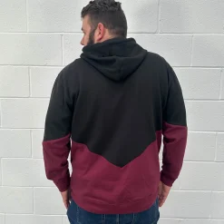 Clearance Bigdude Block Panel Hoody Black/Burgundy Hoodies