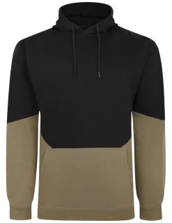 Sale Bigdude Block Panel Hoody Black/Khaki Hoodies