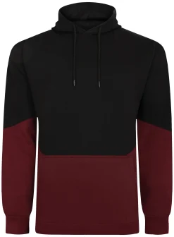 Sale Bigdude Block Panel Hoody Black/Burgundy Tall Hoodies