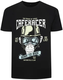 Online Bigdude Born To Ride Print T-Shirt Black T-shirts