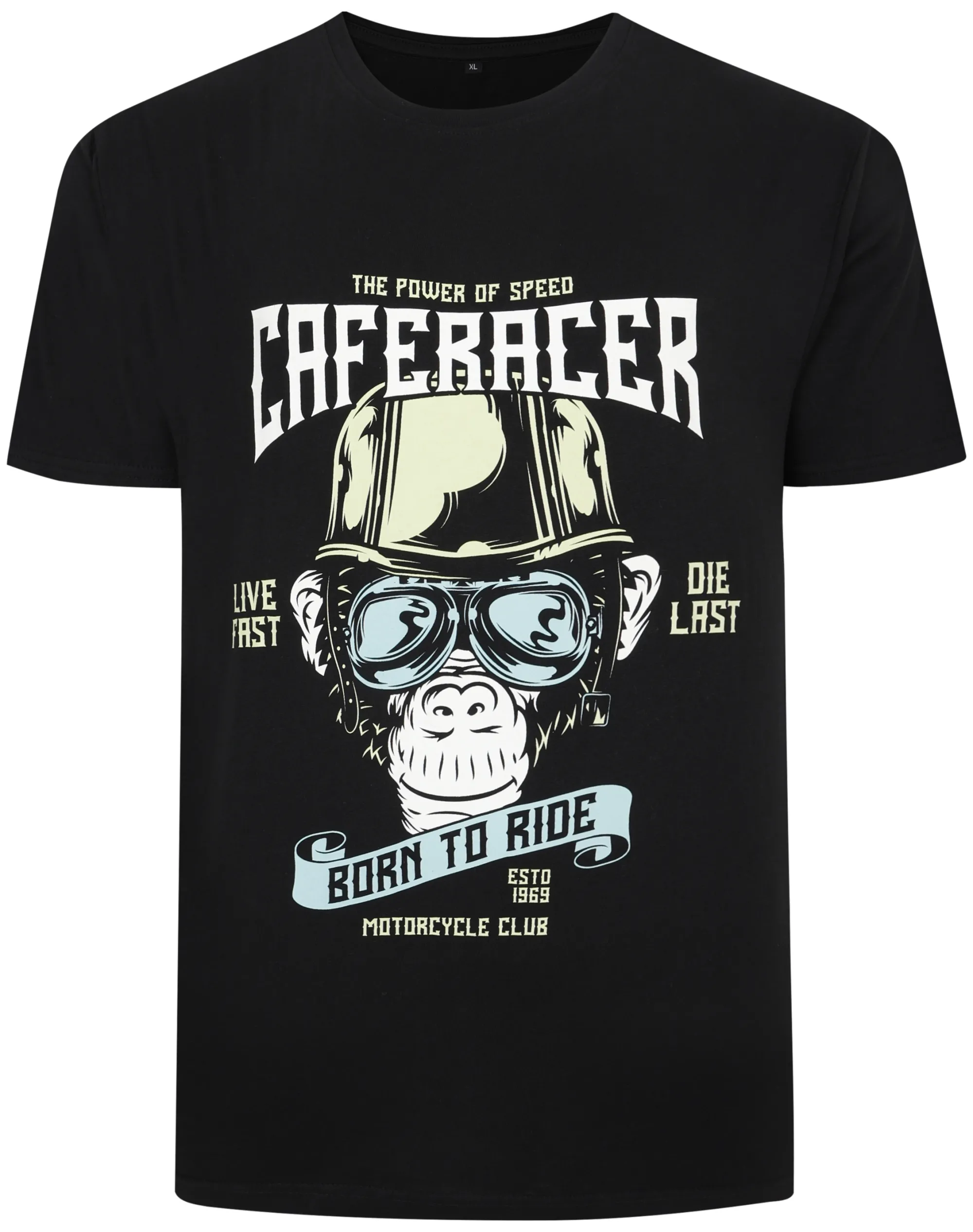 Online Bigdude Born To Ride Print T-Shirt Black T-shirts