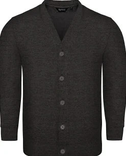 Outlet Bigdude Brushed Fleece Cardigan Charcoal Sweatshirts & Cardigans