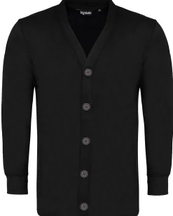 Hot Bigdude Brushed Fleece Cardigan Black Sweatshirts & Cardigans