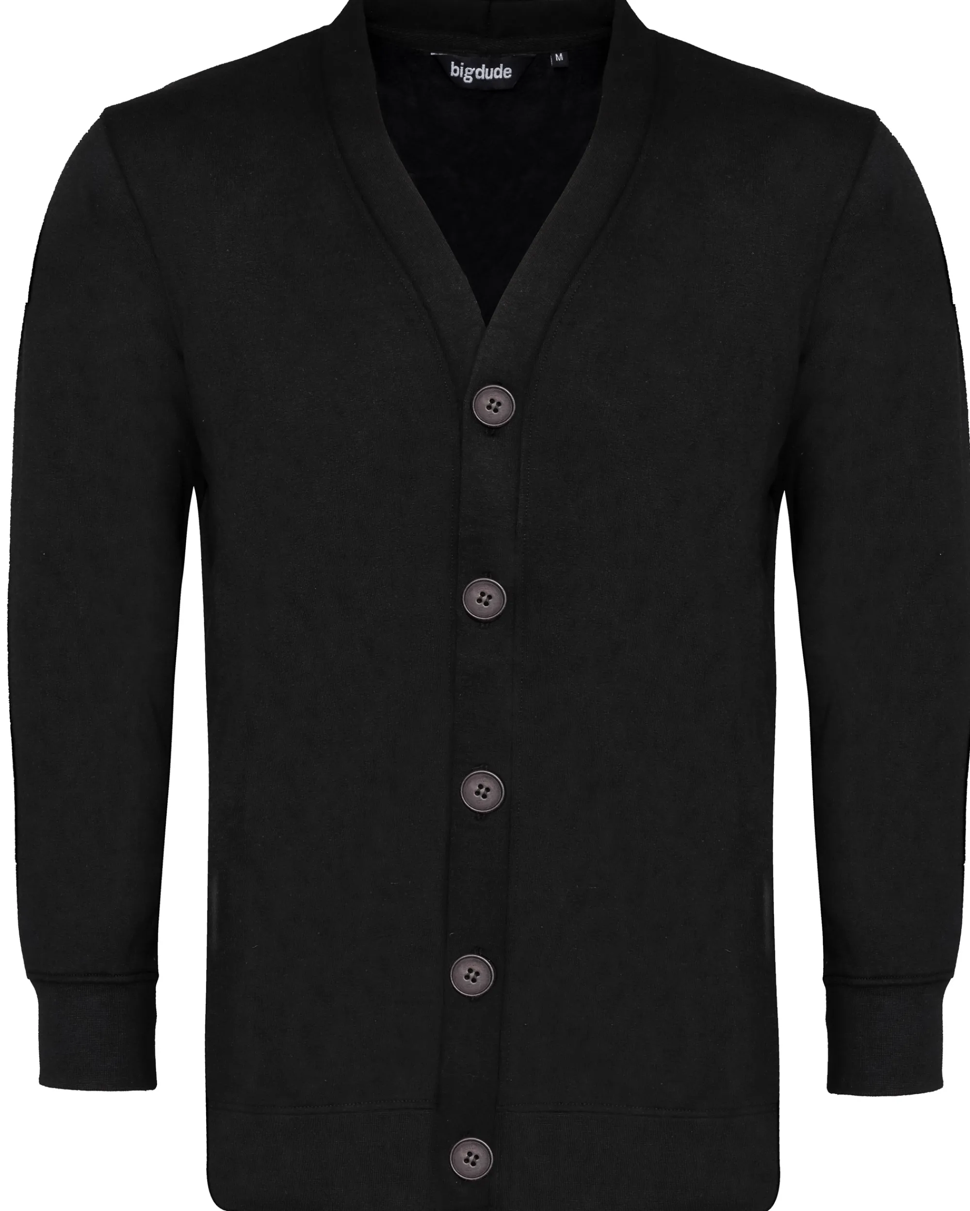 Hot Bigdude Brushed Fleece Cardigan Black Sweatshirts & Cardigans