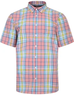 Fashion Bigdude Button Down Collar Checked Shirt Multi Casual Shirts