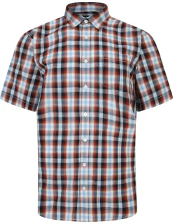 Online Bigdude Button Down Collar Checked Shirt Red/Navy Casual Shirts