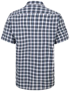 Fashion Bigdude Button Down Collar Checked Shirt Navy/Light Blue Casual Shirts