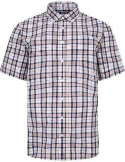 Online Bigdude Button Down Collar Checked Shirt Yellow/Navy Tall Casual Shirts