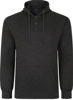 Hot Bigdude Buttoned Pullover Hoody Charcoal Hoodies