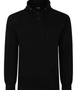 Outlet Bigdude Buttoned Pullover Hoody Black Hoodies