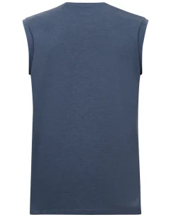 Hot Bigdude California Print Sleeveless T-Shirt Dark Denim Tank Tops|T-shirts