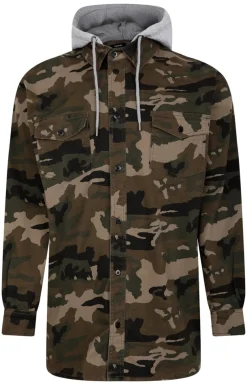 Outlet Bigdude Camo Overshirt With Hood Khaki Casual Shirts