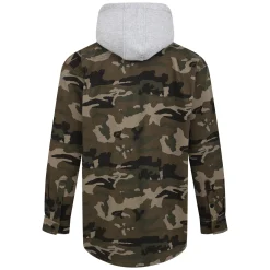 Outlet Bigdude Camo Overshirt With Hood Khaki Casual Shirts