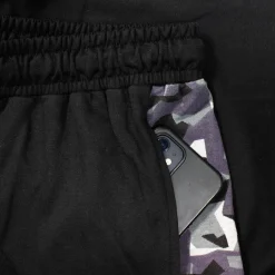 Online Bigdude Camo Side Panel Loopback Jogger Shorts Black Shorts