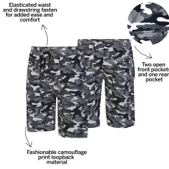 Online Bigdude Camouflage Print Jogger Shorts Charcoal Shorts
