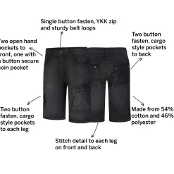 Online Bigdude Cargo Denim Shorts Black Shorts