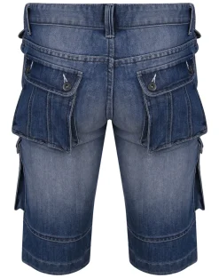 Fashion Bigdude Cargo Denim Shorts Mid Wash Shorts