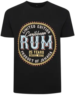 Fashion Bigdude Carribean Rum Print T-Shirt Black T-shirts