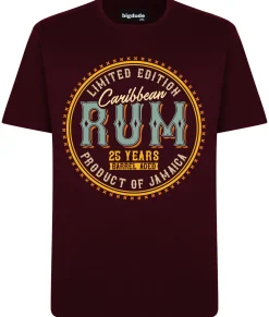 Hot Bigdude Carribean Rum Print T-Shirt Burgundy Tall T-shirts