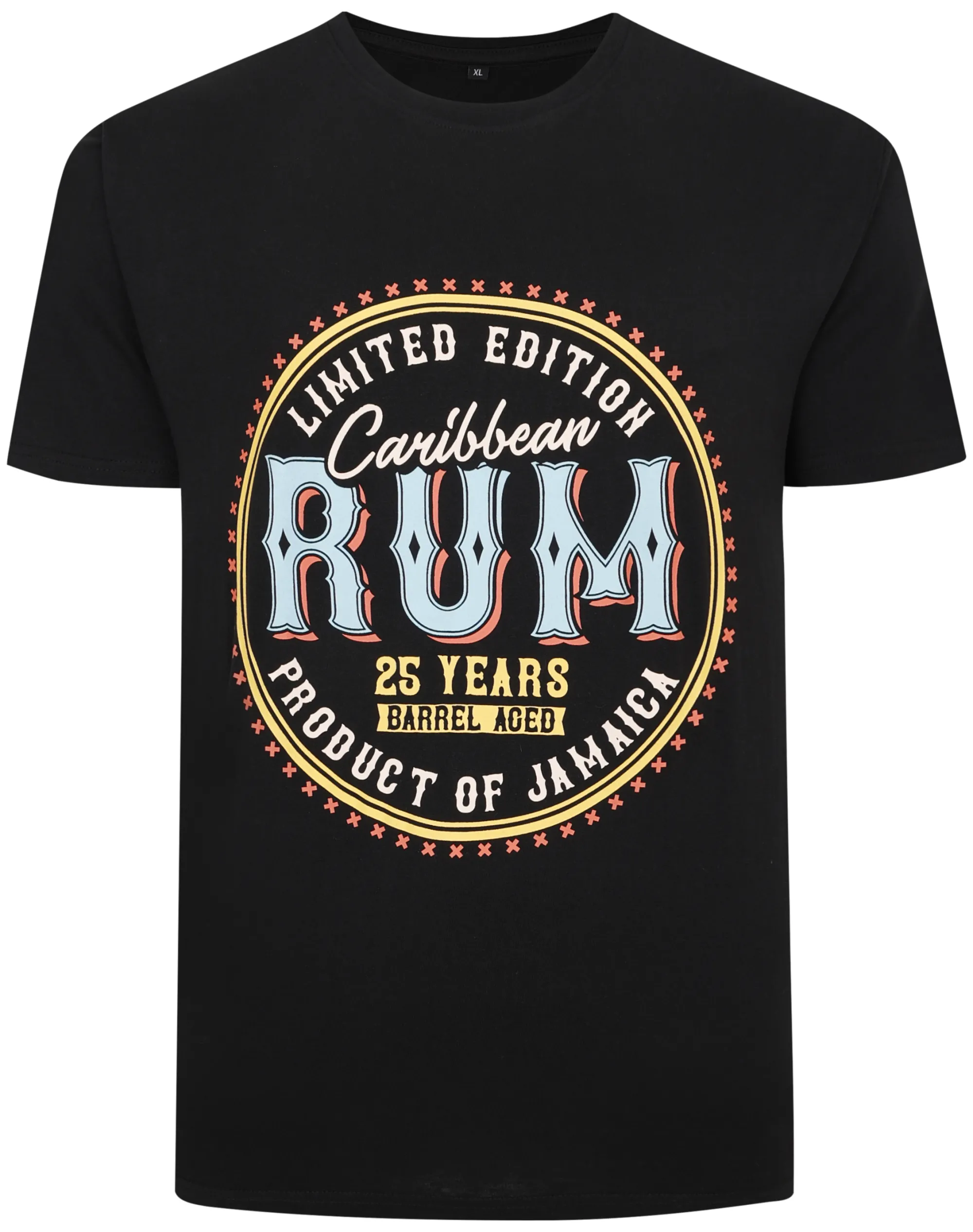 Hot Bigdude Carribean Rum Print T-Shirt Black Tall T-shirts