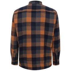 Best Bigdude Checked Flannel Long Sleeve Shirt Orange/Navy Casual Shirts