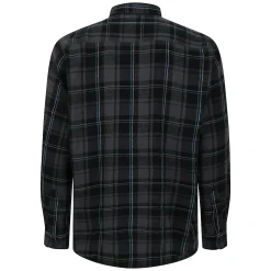 Sale Bigdude Checked Flannel Long Sleeve Shirt Charcoal/Blue Tall Casual Shirts
