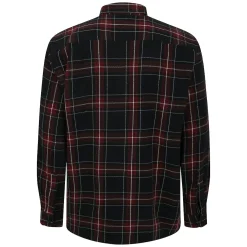 Clearance Bigdude Checked Flannel Long Sleeve Shirt Burgundy/Black Tall Casual Shirts