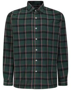 Clearance Bigdude Checked Poplin Long Sleeve Shirt Green/Red Casual Shirts
