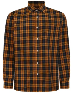 Fashion Bigdude Checked Poplin Long Sleeve Shirt Orange/Black Casual Shirts