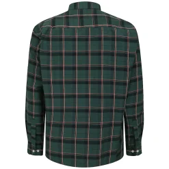 Clearance Bigdude Checked Poplin Long Sleeve Shirt Green/Red Tall Casual Shirts