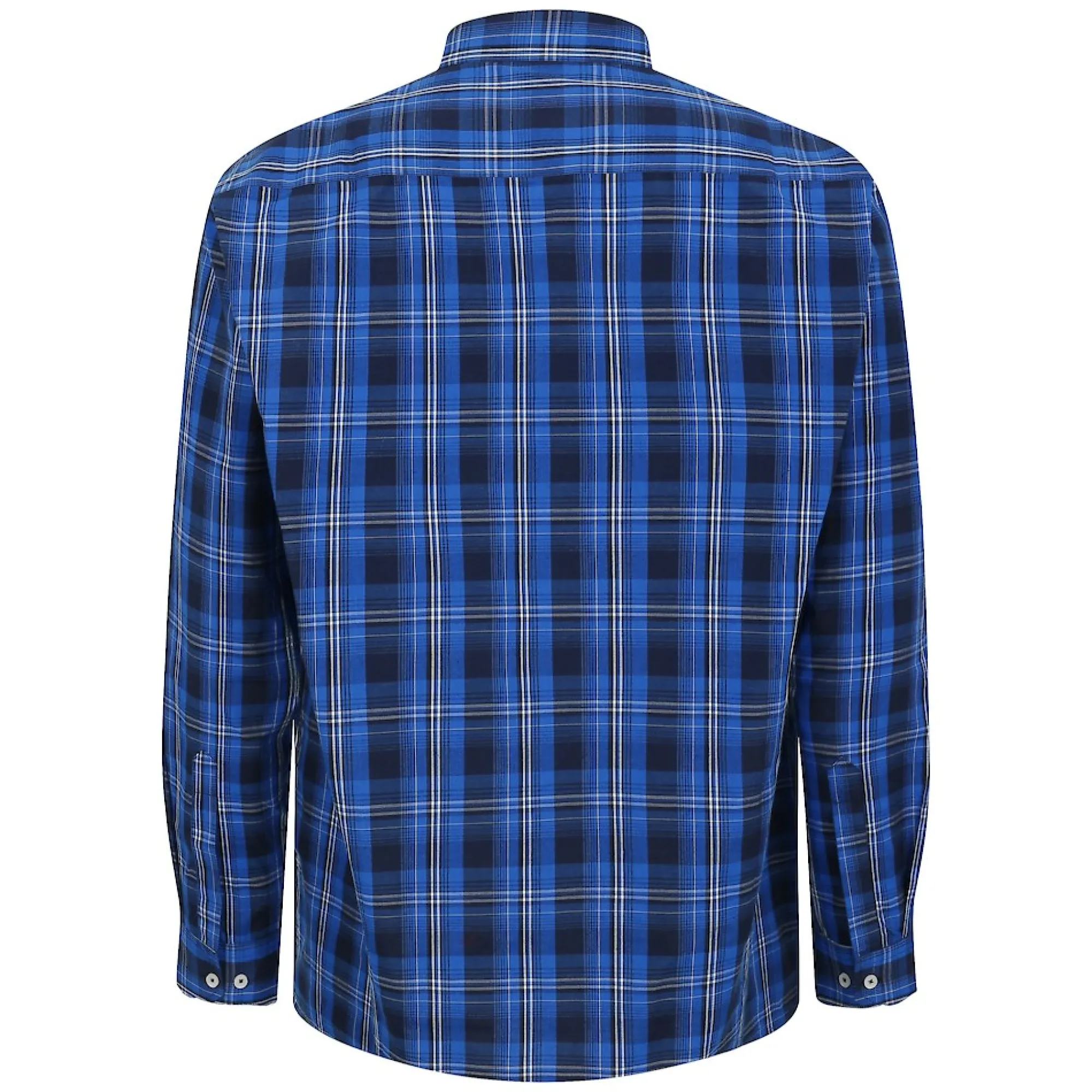 Online Bigdude Checked Poplin Long Sleeve Shirt Blue/Navy Tall Casual Shirts