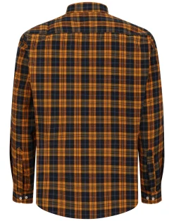 Fashion Bigdude Checked Poplin Long Sleeve Shirt Orange/Black Tall Casual Shirts