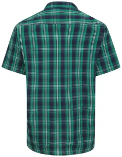 Sale Bigdude Checked Poplin Short Sleeve Shirt Green/Navy Casual Shirts