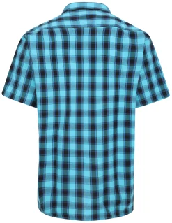 Sale Bigdude Checked Poplin Short Sleeve Shirt Turquoise/Black Casual Shirts