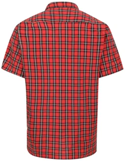 Fashion Bigdude Checked Poplin Short Sleeve Shirt Pepper Red/Black Tall Casual Shirts