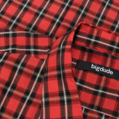 Fashion Bigdude Checked Poplin Short Sleeve Shirt Pepper Red/Black Tall Casual Shirts