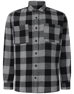 New Bigdude Checked Waffle Shirt Black/Charcoal Tall Casual Shirts