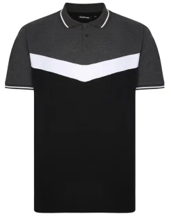 Sale Bigdude Chevron Polo Shirt Black/Charcoal Polo Shirts